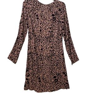H&M Animal Print Long Sleeves Brown Size 4 Dress BNWT